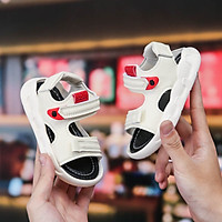 Giày Sandal Bé Trai Từ 2 Đến 5 Tuổi Đi Học, Đi Chơi, Chất Da PU Siêu Êm Mềm, Siêu Nhẹ, Quai Ngang Đơn Giản ( Trắng, Đen)