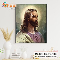Tranh tô màu số hóa Chapi Chúa Giê Su, KT 40x50cm đã căng khung, Có dầu bóng