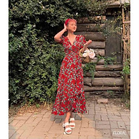 Đầm maxi hoa thiết kế napubee - váy maxi hoa FLORAL DRESS
