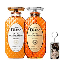 Cặp gội/xả Moist Diane Extra Straight giúp vào nếp, suôn mượt Hàn Quốc (2x450ml) - Dành cho tóc khô,quăn tặng kèm móc khoá