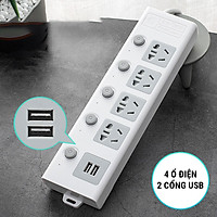 Ổ Cắm Điện Dài VINAVU Kèm Cổng USB Công Tắc Riêng Chịu Tải 2500W, Chống Giật, Chống Cháy