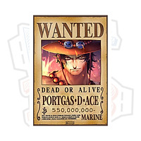 Poster Truy Nã Team Mũ Rơm Onepiece PORTGAS.D.ACE - bìa cứng kẹp sách A5 đẹp chất