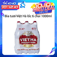 Lốc 6 chai Bia chai tươi Việt Hà ( 1 lít/chai )