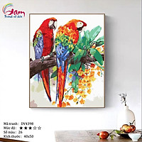 Tranh số hóa tự tô màu động vật GAM Vẹt và Hoa Lan DV4398