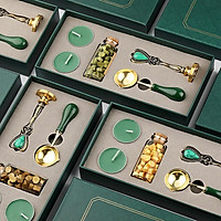Vintage Spoon Stamp Set Box with Sealing Wax Beads Candle Craft Wedding Packaging Gifts DIY Scrapbooking Tools