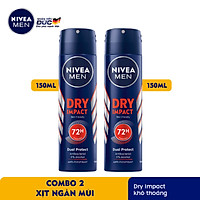 Combo 2 Xịt Ngăn Mùi NIVEA MEN Dry Impact Khô Thoáng 150ml - 81602