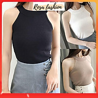 Áo dệt kim cổ yếm ôm dáng thời trang cho nữ
