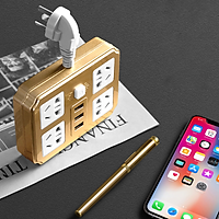ổ cắm điện chia ổ thành 4 ổ và 3 đầu usb có nút nguồn chân rắc 3 - Hàng chính hãng