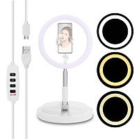 290mm USB Interface Dimmable LED Selfie Round Light Phone Photography Video Makeup Lamp With Phone Clip Foldable Round