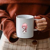 Cốc sứ trắng in hình nhân vật YAE MIKO game GENSHIN IMPACT anime chibi dễ thương xinh xắn