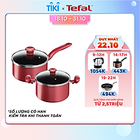 Bộ 2 Nồi cán dài-quánh, Nồi Tefal So Chef 18-22 cm - Dùng mọi loại bếp - Chấm đỏ báo nhiệt thông minh - Hàng chính hãng
