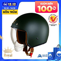 Nón bảo hiểm 3/4 ROYAL M139 có kính âm màu XANH LÍNH NHÁM