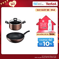 Combo Nồi thân cao Tefal Day By Day 22cm G1436105 và Chảo xào Tefal Day By Day 26cm G1437705 - Chống dính - Đáy từ - Dùng cho mọi loại bếp - Hàng chính hãng