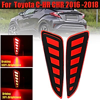 Pair LED Rear Bumper Reflector Driving Brake Light Lamps For Toyota C-HR 2016-18