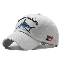 Unisex Embroidered Lettering Shark Pattern Baseball Cap Fashion Denim Sun Shade Hat