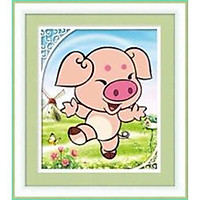 Tranh đính đá kim cương ABC HEO,HỢI DỄ THƯƠNG DF2384 30x36cm chưa đính