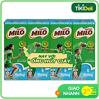 Lốc 4 hộp Sữa Nestlé Milo Ít Đường 180ml