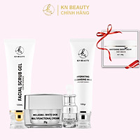 Bộ 4sp Trắng Da Ngừa Nám KN Beauty chuyên sâu:Kem dưỡng+Serum+Sữa rửa mặt+Tẩy tế bào chết(Tặng Body)