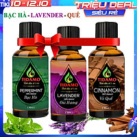 Combo 3 Tinh Dầu Oải Hương + Tinh Dầu Bạc Hà + Tinh Dầu Vỏ Quế Nguyên Chất - Tinh Dầu TIDAMO Cao Cấp Xông Phòng Giúp Thư Giãn, Thơm Phòng Và Nâng Cao Sức Khỏe (3 chai 10ML)