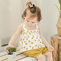 Set Bộ Quần Áo 2 Dây Cho Bé Gái Bộ Đũi Hoa Quả Từ 8-23kg Babi mama B32