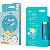 Combo Miếng dán mụn dùng cho cả ngày (12 miếng ngày + 6 miếng đêm) + gel chấm mụn DERMA ANGEL