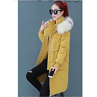 ÁO KHOÁC PHAO NỮ PHỐI MŨ LÔNG SIÊU XINH CHO CÁC NÀNG NHÉ CHÙM LÔNG THÁO RỜI DÁNG ÁO DÀI AK052
