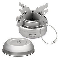 Lixada Portable Mini Titanium Alcohol Stove with Lid Cross Stove Stand Rack Outdoor Camping Hiking Backpacking Cooking