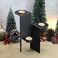 Giá đỡ nến sáp thơm và bình bằng sắt mĩ thuật trang trí phòng khách, nhà hàng OPUS Metalart Design CH-tr02(B) - màu đen