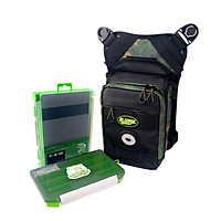 Fishing Tackle Bag Single Shoulder Fishing Bag Crossbody Pack Fishing Gear Waist Bag with 2 Bait Boxes LED Warning Light