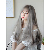 Tóc giả nguyên đầu thẳng dài kiểu Hàn siêu xinh có rãnh da đầu, chất tóc tơ cao cấp loại 1, chịu nhiệt tốt có thể bấm uốn, duỗi, gội. giống tóc thật 100%( Kèm lưới và lược )