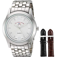 U.S. Polo Assn. Classic Men's US2040 Silver-Tone Watch with Two Interchangeable Straps