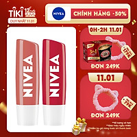 Bộ Đôi Son Dưỡng Ẩm Nivea Hương Đào 85031 (4.8g) & Son Dưỡng Nivea Mùi Dâu 4.8g - 85083