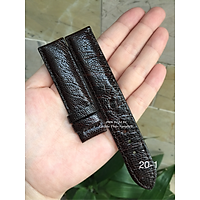 Dây đồng hồ da đà điểu khâu tay thủ công 1 mặt (màu nâu cà phê)