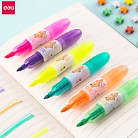 Deli Colorful Highlighters Pen 6pcs Colors Pastel Markers DIY Graffiti Marking Fluorescent Pen Portable Mini Colorful Pen Children Student Office School Drawing Painting Art Stationery Supplies