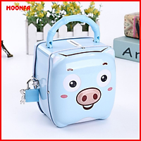 Ống Heo Két Sắt Mini Tiết Kiệm Tiền Mẫu Mới Có Khóa Đáng Yêu Cho Bé (Màu Xanh)