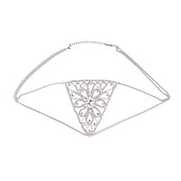 Women Rhinestone Mesh Body Chain Luxury Hollow Thong Bikini Underwear Golden