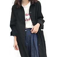 Trench Korean chic Women's Long Coat Split Fork Sleeve Fashion Simple Lapel Long Sleeve Single-breasted Trench Khaki Black Coat!