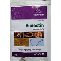 1 gói vimectin (10g) tr.ị nội - ngoại k.í si.nh trù.ng cho yến phụng, vẹt, chim,heo,gà,vịt