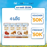 4 Lốc sữa hạt hạnh nhân, mắc ca, óc chó, gấc của TH True Nut 180ml (180ml x 4 hộp)