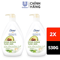 Combo Sữa tắm dưỡng thể từ thiên nhiên Dove Căng bóng tươi mới với chiết xuất bơ và hoa cúc Calendula 530g x 2