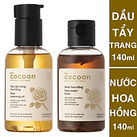 Combo Toner Nước hoa hồng cocoon 140ml + Dầu tẩy trang hoa hồng cocoon 140ml