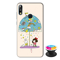 Ốp lưng điện thoại Asus Zenfone Max Pro M2 hình Thỏ Trắng tặng kèm giá đỡ điện thoại iCase xinh xắn - Hàng chính hãng