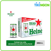 Thùng 24 lon bia Heineken Silver Coolpack 250ml/lon