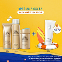 Bộ sản phẩm Kem chống nắng Anessa bảo vệ hoàn hảo cho da mặt và toàn thân (Gold Milk 60ml + Gold Gel 90g + Gold Spray 60g)