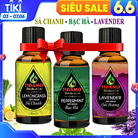 Combo 3 Tinh Dầu Sả Chanh + Tinh Dầu Bạc Hà + Tinh Dầu Oải Hương (Lavender) - Tinh Dầu Xông Phòng Nguyên Chất Giúp Thư Giãn, Đuổi Muỗi Và Thơm Phòng (3 chai 10ML)