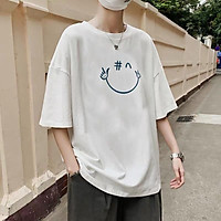 Áo thun mặt cười Unisex JPA in UK basic tee mùa hè phông trơn nam nữ tay lỡ oversize form rộng phong cách đường phố