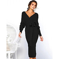 New Sexy V-neck Women Dress Autumn Winter Long Sleeve Bandage Dress Lady Slim Tight High Streetwear Dress