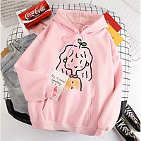 Áo Hoodie cô gái tóc mầm cây mũ trùm dáng rộng phong cách Hàn Quốc