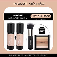 COMBO 2 Kem nền All Covered LW003 dưỡng da, lâu trôi và phấn tạo khối Amc Multicolour Bronzing TẶNG cọ đánh nền 55s