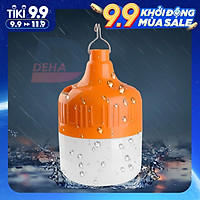 Bóng đèn Led sạc tích điện có móc treo, pin sạc dung lượng lớn, không cần dây điện, bulb chống nước, 50/100/150W chiếu sáng du lịch, cắm trại camping, quầy hàng, câu cá, sửa xe - Đèn sạc không dây chính hãng DEHA